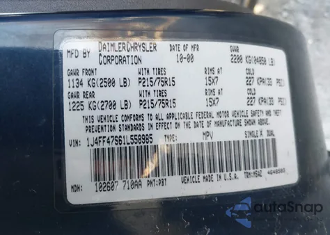 2001 Jeep Cherokee Sport from USA, damaged, VIN 1J4FF47S61L558985